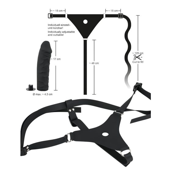 You2Toys - Silicone Strap-On - felcsatolható dildó (fekete)