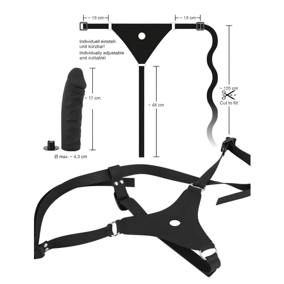 You2Toys - Silicone Strap-On - felcsatolható dildó (fekete)