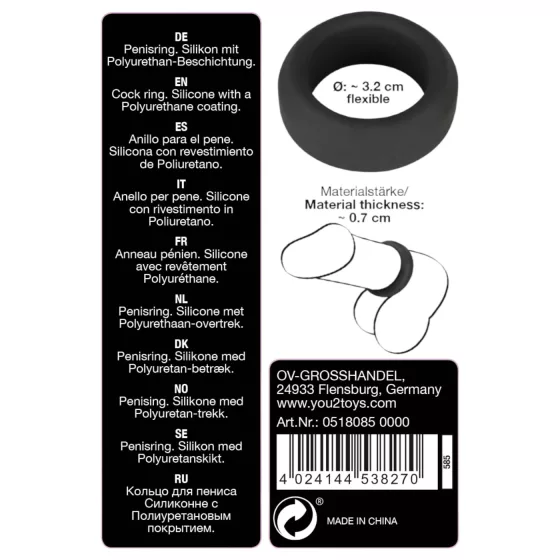 Black Velvets - vastagfalú péniszgyűrű (3,2cm) - fekete