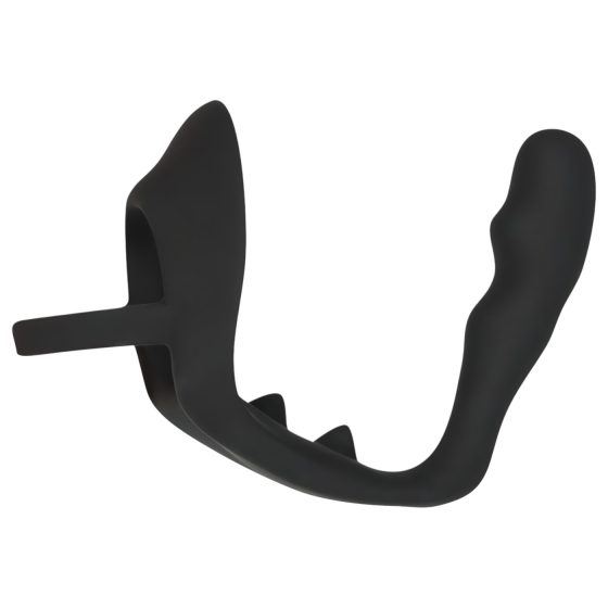 Black Velvets - pénisz- és heregyűrűs anál dildó (fekete)