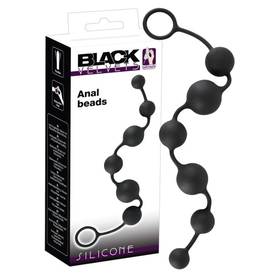 Black Velvet - 6 gyöngyös anál dildó (fekete)