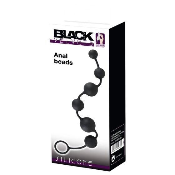 Black Velvet - 6 gyöngyös anál dildó (fekete)