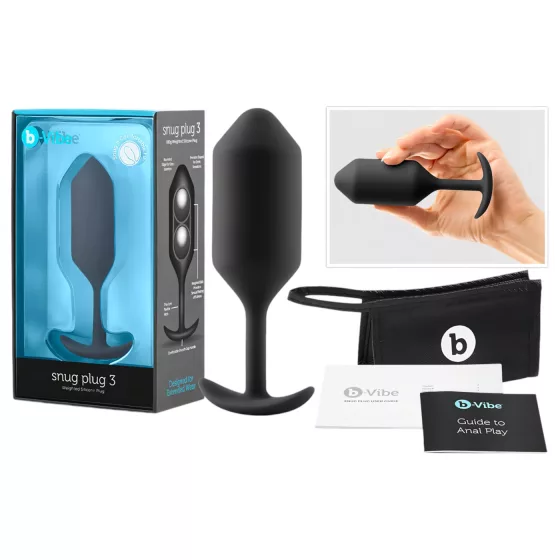 b-Vibe Snug Plug 3 - dupla golyós butt plug (180 g, fekete)