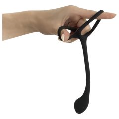   Black Velvets - vékony, pénisz- és heregyűrűs anál dildó (fekete)