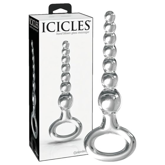 Icicles No. 67 - gömbös üveg dildó (átlátszó)