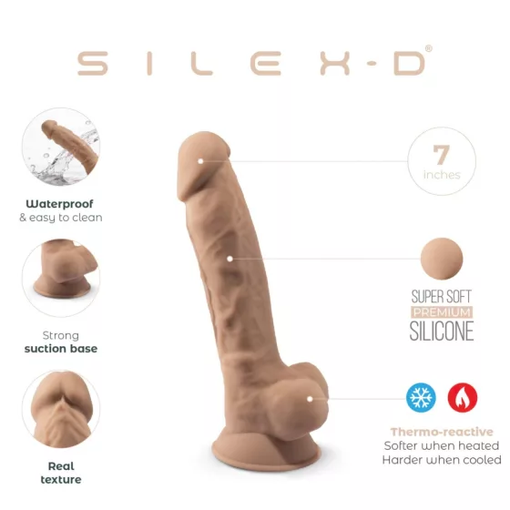 Silexd 7 - tapadókorongos dildó - 17,5 cm (testszínű)
