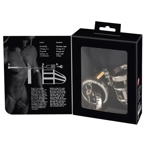 You2Toys - Chastity Cage - fém pénisz ketrec, lakattal