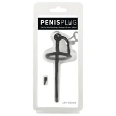   Penisplug - szilikon dilátor makkgyűrűvel (0,6mm) - fekete