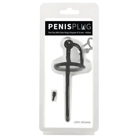 Penisplug - szilikon dilátor makkgyűrűvel (0,6mm) - fekete
