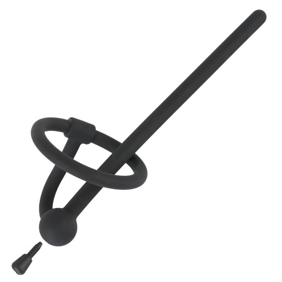 Penisplug - szilikon dilátor makkgyűrűvel (0,6mm) - fekete