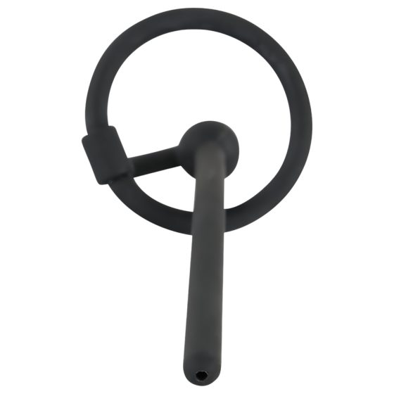 Penisplug - szilikon dilátor makkgyűrűvel (0,6mm) - fekete