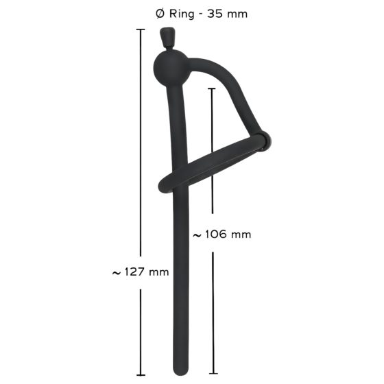 Penisplug - szilikon dilátor makkgyűrűvel (0,6mm) - fekete