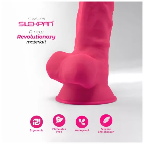 Silexd 7 - tapadókorongos, herés dildó - 17,5 cm (pink)