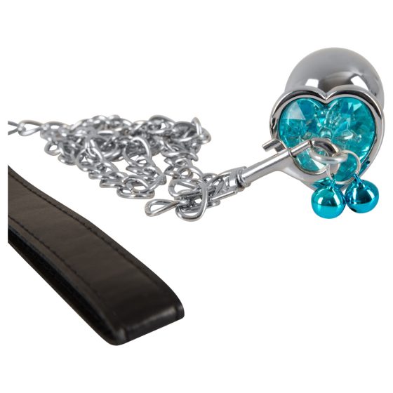 You2Toys - Butt Plug Set - anál plug szett + póráz (ezüst)