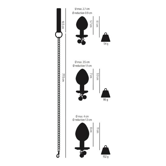 You2Toys - Butt Plug Set - anál plug szett + póráz (ezüst)