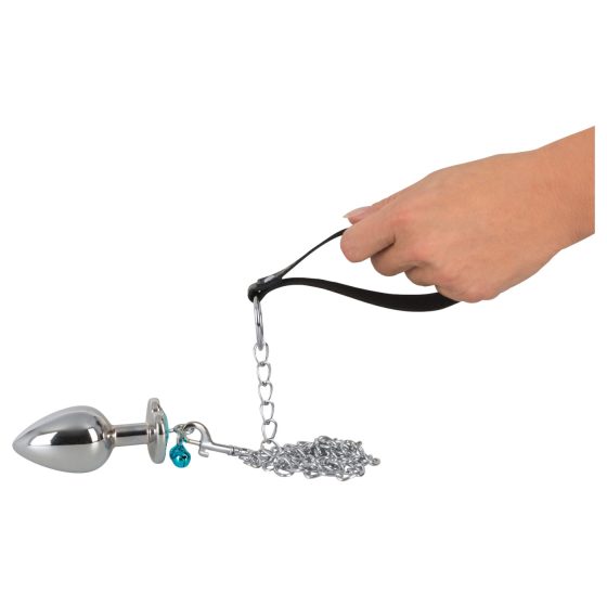 You2Toys - Butt Plug Set - anál plug szett + póráz (ezüst)