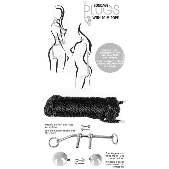 You2Toys Bondage anál plug (149g) + BDSM kötél (10m)