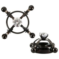 Bad Kitty - csavaros mellbimbó ékszer (strasszos) - fekete