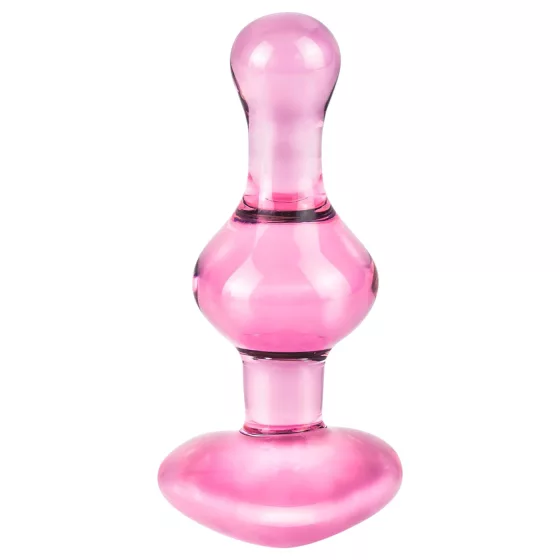 Icicles No. 75 - szíves, üveg anál plug (pink)