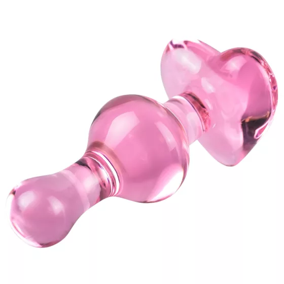 Icicles No. 75 - szíves, üveg anál plug (pink)