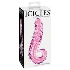 Icicles No. 24 - bordázott nyelv üveg dildó (pink)