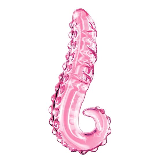 Icicles No. 24 - bordázott nyelv üveg dildó (pink)