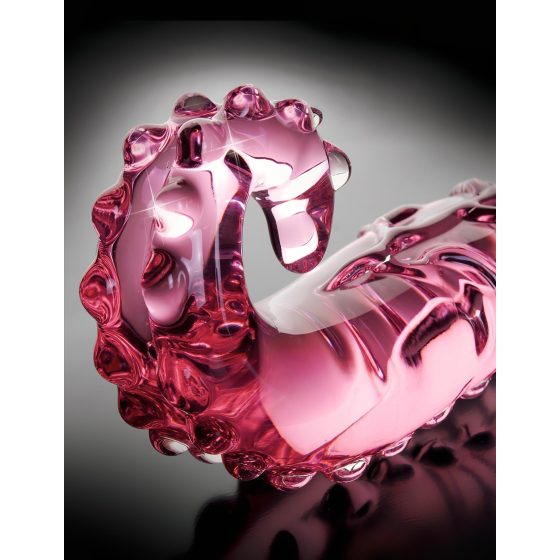 Icicles No. 24 - bordázott nyelv üveg dildó (pink)