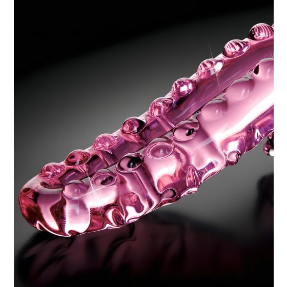 Icicles No. 24 - bordázott nyelv üveg dildó (pink)