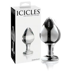 Icicles No. 25 - kúpos, üveg anál plug (átlátszó)