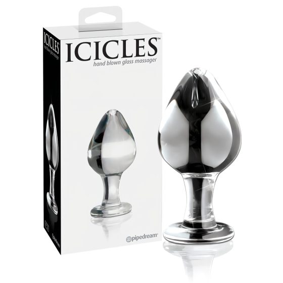 Icicles No. 25 - kúpos, üveg anál plug (átlátszó)