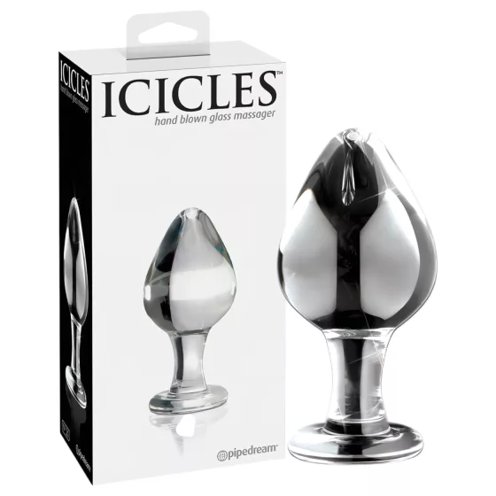 Icicles No. 25 - kúpos, üveg anál plug (átlátszó)