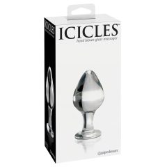 Icicles No. 25 - kúpos, üveg anál plug (átlátszó)