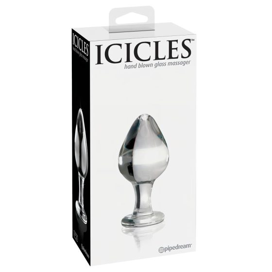 Icicles No. 25 - kúpos, üveg anál plug (átlátszó)