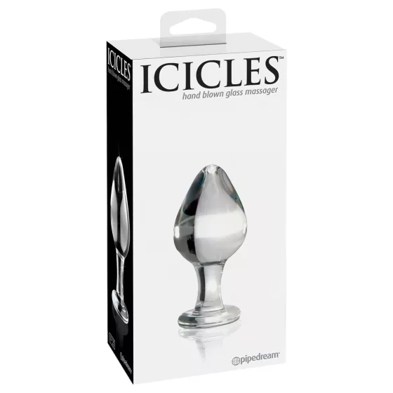 Icicles No. 25 - kúpos, üveg anál plug (átlátszó)