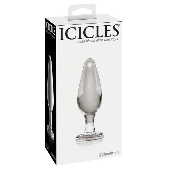Icicles No. 26 - kúpos, üveg anál plug (átlátszó)