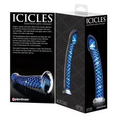 Icicles No. 29 - spirál, pénisz üveg dildó (kék)