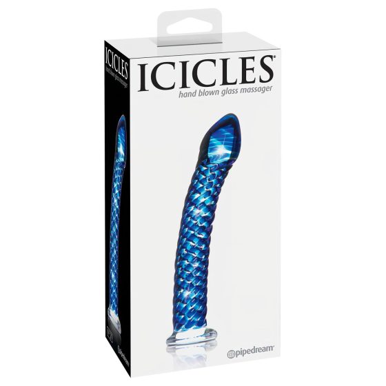 Icicles No. 29 - spirál, pénisz üveg dildó (kék)