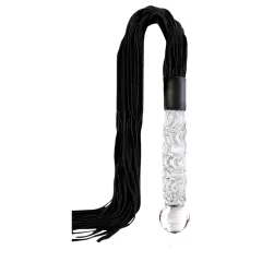   Icicles No. 38 - bőr korbács és üveg dildó (átlátszó-fekete)