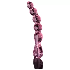Icicles No. 43 - gyöngyös, szíves üveg dildó (pink)