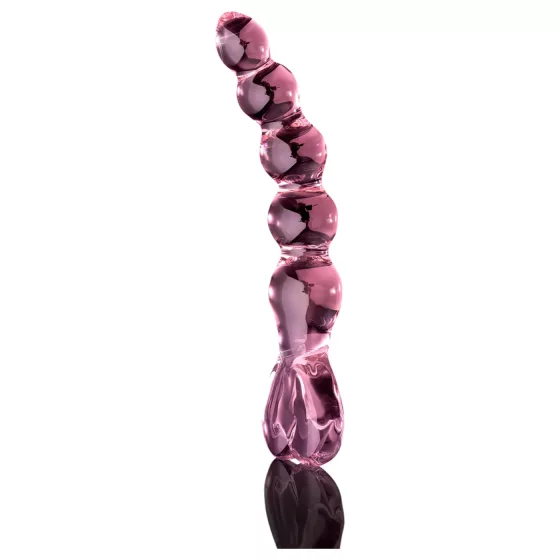 Icicles No. 43 - gyöngyös, szíves üveg dildó (pink)
