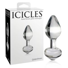 Icicles No. 44 - kúpos, üveg anál plug (átlátszó)