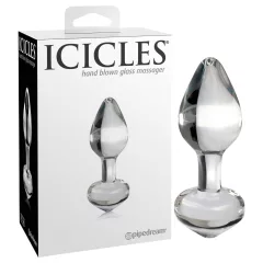 Icicles No. 44 - kúpos, üveg anál plug (átlátszó)