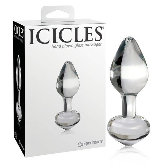 Icicles No. 44 - kúpos, üveg anál plug (átlátszó)