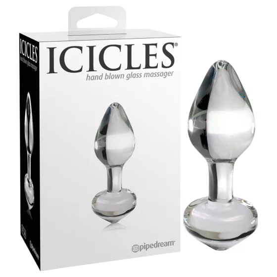 Icicles No. 44 - kúpos, üveg anál plug (átlátszó)