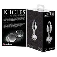 Icicles No. 44 - kúpos, üveg anál plug (átlátszó)