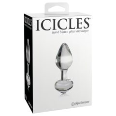 Icicles No. 44 - kúpos, üveg anál plug (átlátszó)