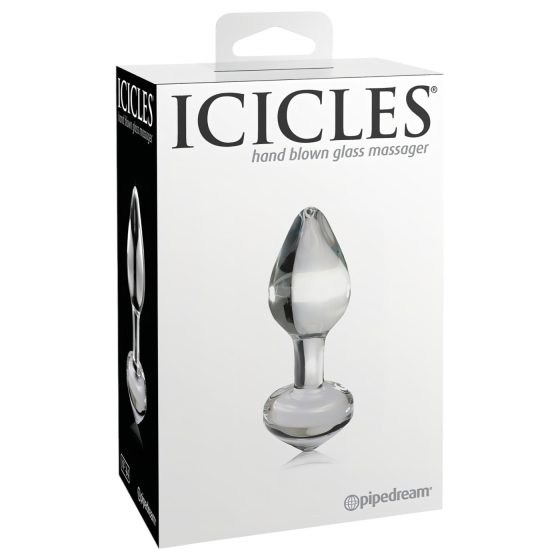 Icicles No. 44 - kúpos, üveg anál plug (átlátszó)