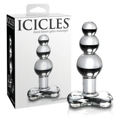   Icicles No. 47 - tripla gyöngyös, üveg anál plug (átlátszó)