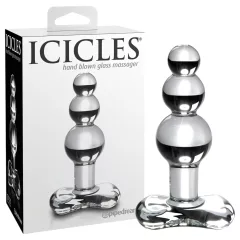   Icicles No. 47 - tripla gyöngyös, üveg anál plug (átlátszó)