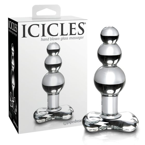 Icicles No. 47 - tripla gyöngyös, üveg anál plug (átlátszó)